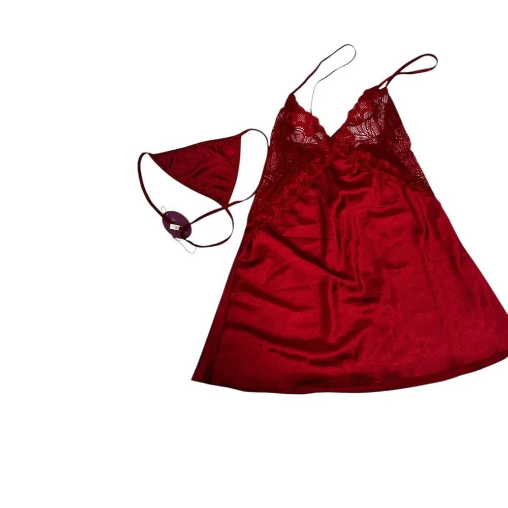 Avidlove Lingerie Set Lace‎ Babydoll Satin Chemise Sleepwear Red